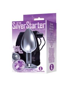 The 9's The Silver Starter Bejeweled Round Stainless Steel Plug - Violet